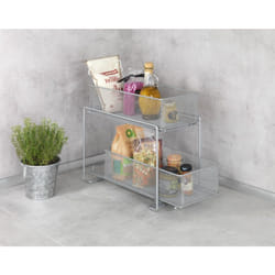Wenko - Tiroir coulissant 2 paniers pour organisation des placards de cuisine Fixation par ventouse ou vis, Métal thermolaqué, 35x33,5x18,5cm, Argent