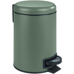 Wenko - Poubelle à pédale Leman, Petite Poubelle Salle de Bain, Capacité 3L, Acier, 17x25x22.5 cm, Vert foncé mat