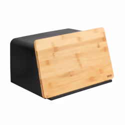 WENKO Kubo, Rectangulaire, Noir, Bois, Bambou, Plastique, Bois, Bambou, Couvercle à charnière