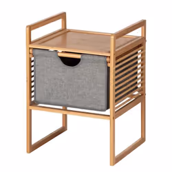 Table d'appoint en bambou avec tiroir en tissu H.56cm - Gris et Beige