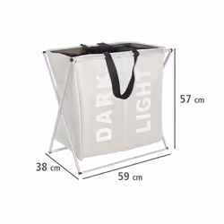 WENKO Collecteur de linge Duo Beige 2 compartiments à linge