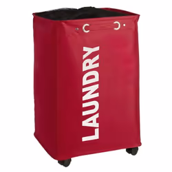 WENKO Panier à linge Quadro Rouge, 79 L, Rectangulaire, Polyester, Polypropylène (PP), Rouge, 400 mm, 330 mm