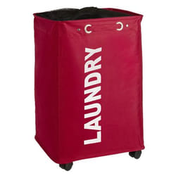 WENKO Panier à linge Quadro Rouge