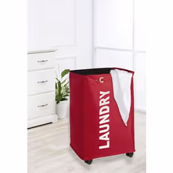 WENKO Panier à linge Quadro Rouge