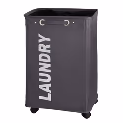 WENKO Panier à linge Quadro Gris Corbeille à linge, 79 L, Rectangulaire, Fibre de verre, Plastique, Polypropylène (PP), Noir, ...