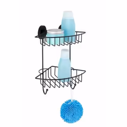 WENKO 24736100, Acier, Noir, Mural, Panier pour douche, Mat, 33 kg