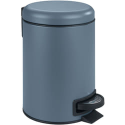 Wenko - Poubelle à pédale Leman, Petite Poubelle Salle de Bain, Capacité 3L, Acier, 17x25x22.5 cm, Bleu gris mat