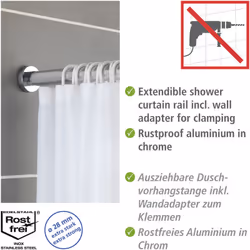 Pose simple et rapide du rideau de douche ou de baignoire - la barre de douche télescopique Luz de WENKO résout de manière fl ...