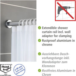 Wenko - Barre de douche extensible Luz tringle rideau de douche armoire télescopique, fixation sans perçage par torsion, aluminium