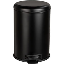 Wenko - Poubelle à pédale Leman, Poubelle 12L avec fermeture frein de chute 'easy close', Acier Inoxydable, 25x38x32 cm, noir