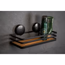 WENKO 24979800 panier et rangement de douche Bambou, Acier inoxydable Mural Panier pour douche