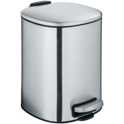 Wenko - Poubelle à pédale Alassio, petite poubelle salle de bain, capacité 5L, acier, 24,5x20,5x27 cm, mat