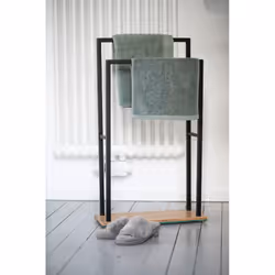 WENKO 24752100 porte-serviettes et anneau porte-serviettes Support de serviette Colonne Bambou, Noir