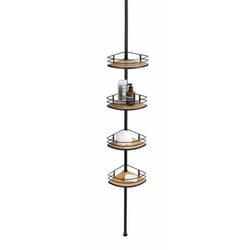 WENKO 24756100 étagères Autonome Bambou, Acier inoxydable Noir, Bois