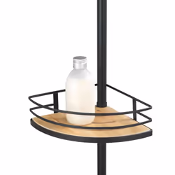 WENKO 24756100 étagères Autonome Bambou, Acier inoxydable Noir, Bois