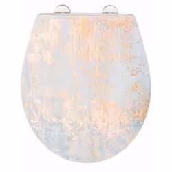 WENKO Premium WC-Sitz Agate mit Relief aus antibakteriellem Duroplast, mit Absenkautomatik, Rond, Abattant rigide, Or rose, B ...