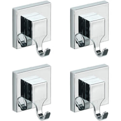 Lot de 4 Crochets porte serviettes muraux Wenko Fixation Vaccum-Loc® sans perçage, repositionnable inclus, Charge jusqu'à 33kg, 6 x 7 x 5 cm, Argent
