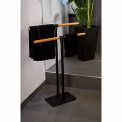 WENKO 24975800 porte-serviettes et anneau porte-serviettes Support de serviette Colonne Bambou, Noir - Vue supplémentaire 5