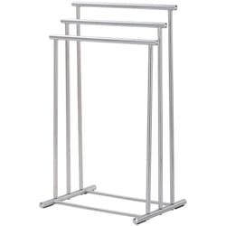 Porte-serviettes 3 barres sur Pied Lioni Wenko Barres en gradin, Base lestée, Grand espace d'étendage, Acier inoxydable satiné, 50x37x76 cm, Argent