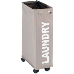 Wenko - Panier à linge Corno taupe 43L roulettes pratique bac à linge polyester avec roulettes collecteur de linge sale pour petits espaces rangement
