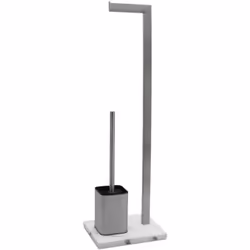 Wenko 2in1 Stand WC-Garnitur Aprilla - 74 x 23 cm - Brosse WC et porte-papier toilette Garniture WC 2in1 en acier inoxydable, ...