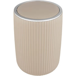 Wenko - Poubelle de Salle de bain Modèle Agropoli, poubelle wc, poubelle de salle de bain avec couvercle basculant, sans bpa, 5,5L, beige, l, d19x27cm