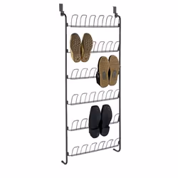 Rangement à chaussures - WENKO - Porte - 18 paires - Noir - L 59 x H 151 x P 14 cm