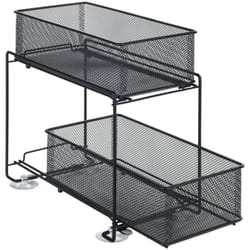 Étagère WENKO Gioma noire en métal avec 2 tiroirs coulissants pour rangement cuisine et organisateur de placard idéal pour épices et accessoires