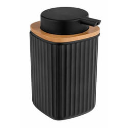 WENKO Rotello Distributeur de savon 0,25 L Noir, Bois