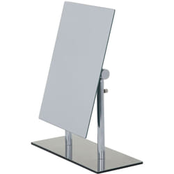 Miroir sur pied à hauteur réglable Pinerolo, utilisation horizontal ou vertical, Acier - verre, 23x10x27-35 cm, chromé - Wenko