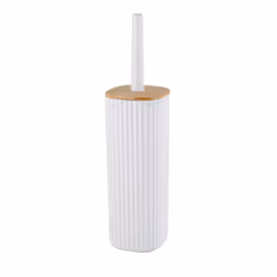 WENKO Rotello, Support et brosse pour toilettes, Blanc, Bambou, Plastique, 360 mm, 10 cm, 7,5 cm