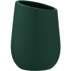 Wenko - Porte brosse à dents Badi vert, gobelet en céramique à surface mate, gobelet salle de bain pour le rangement de brosses à dents et du