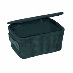 WENKO Panier de Rangement avec Couvercle ALENA Boîte de Rangement en Velours pour Livres Cosmétiques Jouets 19 x 10 x 14cm