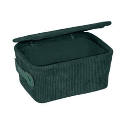 WENKO Panier de Rangement avec Couvercle ALENA Boîte de Rangement en Velours pour Livres Cosmétiques Jouets 19 x 10 x 14cm