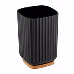 WENKO Rotello, Distributeurs de salle de bain, Bambou, Plastique, Noir, Bois, 86 mm, 86 mm, 111 mm