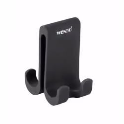 WENKO Crochet de douche double Verna Noir En silicone, Intérieure, Crochet universel, Noir, Silicone, Rectangle, 5 cm
