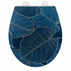 WENKO 25193100, Allongé, Abattant rigide, Bleu, Duroplast, 380 mm, 445 mm