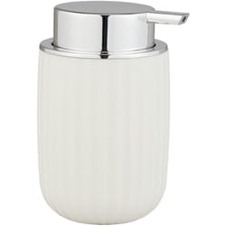 Wenko - Distributeur de savon liquide Agropoli, Distributeur Savon rechargeable, Capacité 250 ml, plastique surface givrée, 7,5x12,5x9 cm, blanc crème