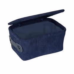 Panier de Rangement - WENKO - ALENA - Velours Côtelé - 19x10x14cm - Bleu Foncé