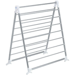 Sèche-linge pour baignoire Profi Wenko Longueur de séchage 10M, Installation facile sur la baignoire, Pliable, Acier inox, 65 x 150 x 2,5 cm, Argent