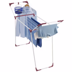 Séchoir à linge stable et durable avec deux ailes rabattables. Equipé de capuchons d'angle pour suspendre les cintres. Cela p ...