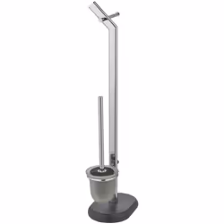Le kit d'accessoires pour WC sur pied Puro de WENKO est élégant et de grande qualité, et arbore une couleur anthracite. Ce ki ...
