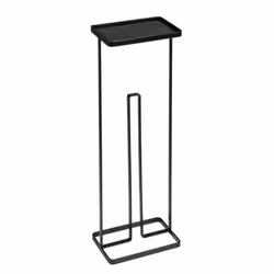 Porte papier WC - Wenko - Gissi - Acier noir - 2 en 1 avec tablette - L 18 x H 52 x P 12 cm