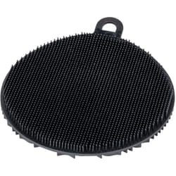 Ponge de nettoyage en silicone Soft noire, kit de 2 éponges à couverts anti-rayures, structure à picots, œillet d'accrochage & ventouse, lavable au