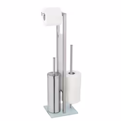 Kit daccessoires pour WC - Wenko - Rivalta - Inox argenté - 3 en 1 - H 70 cm