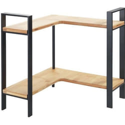 WENKO Etagère à épices LOU Etagère dAngle de Cuisine à 2 Niveaux Meuble Rangement Style Industriel 32x33x30cm Métal et Bambou
