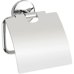 Porte Papier toilette mural, Dérouleur papier toilette mural avec couvercle Cuba, Zinc, 13,5x13,5x4 cm, brillant - Wenko