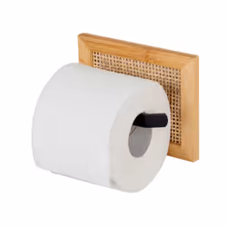 WENKO Distributeur de papier toilette Allegre, En bambou et en rotin, support en acier laqué mat, naturel/noir, 150 mm, 65 mm ...