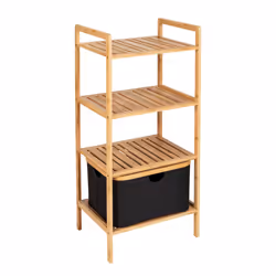 WENKO 50779100, Étagère, Autonome, Bambou, Polyester, Bambou, Noir, Salle de bains, Chambre à coucher, Couloir, Porche, Terra ...