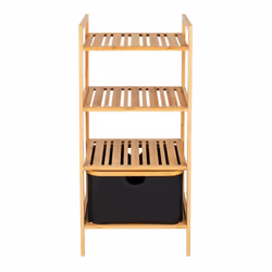 WENKO 50779100 étagères Étagère Autonome Bambou, Polyester Bambou, Noir